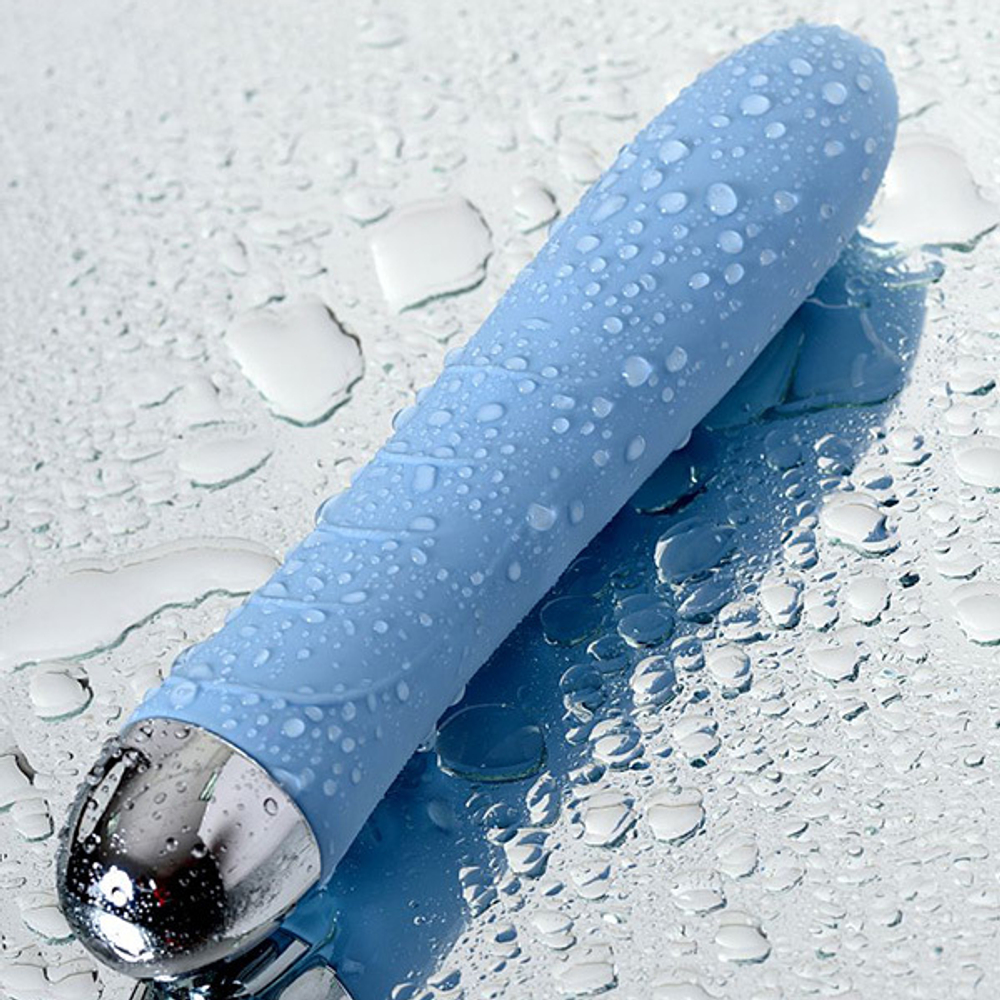 Голубой силиконовый вибратор 19см с функцией нагрева и пульсирующими шариками ToyFa Physics Fahrenheit 796006