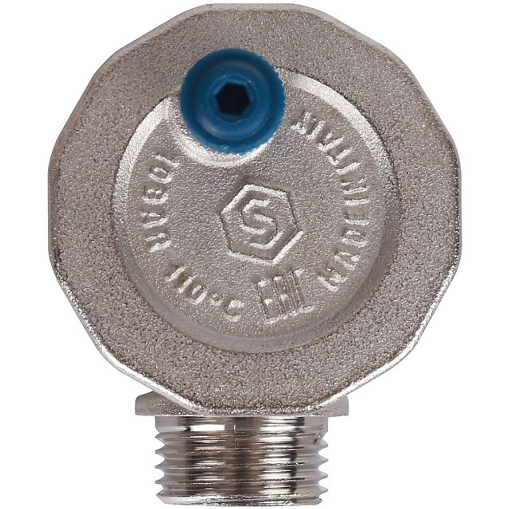Воздухоотводчик автоматический угловой STOUT - 1/2" (НР, PN10, Tmax 110°C, воздухоотвод сверху)