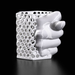 Подставка для карандашей Фига, Дуля, Кукиш, белая, узор - шестиугольники