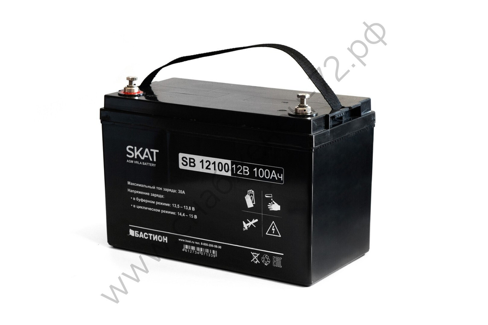 SKAT SB 12100 АКБ свинцово-кислотная тип AGM 12V 100Ач Iзар.30А, клеммы под болт М6