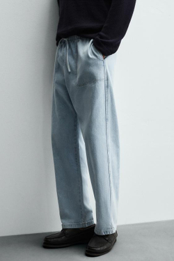 ZARA ЛЕГКИЕ ДЖИНСЫ-ДЖОГГЕРЫ, ВЫЦВЕТШИЙ СИНИЙ