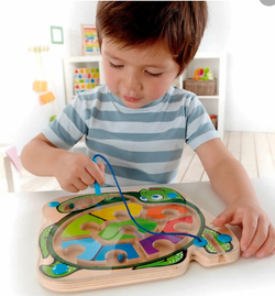 Детский магнитный лабиринт с шариком "Черепашка", учим цвета радуги