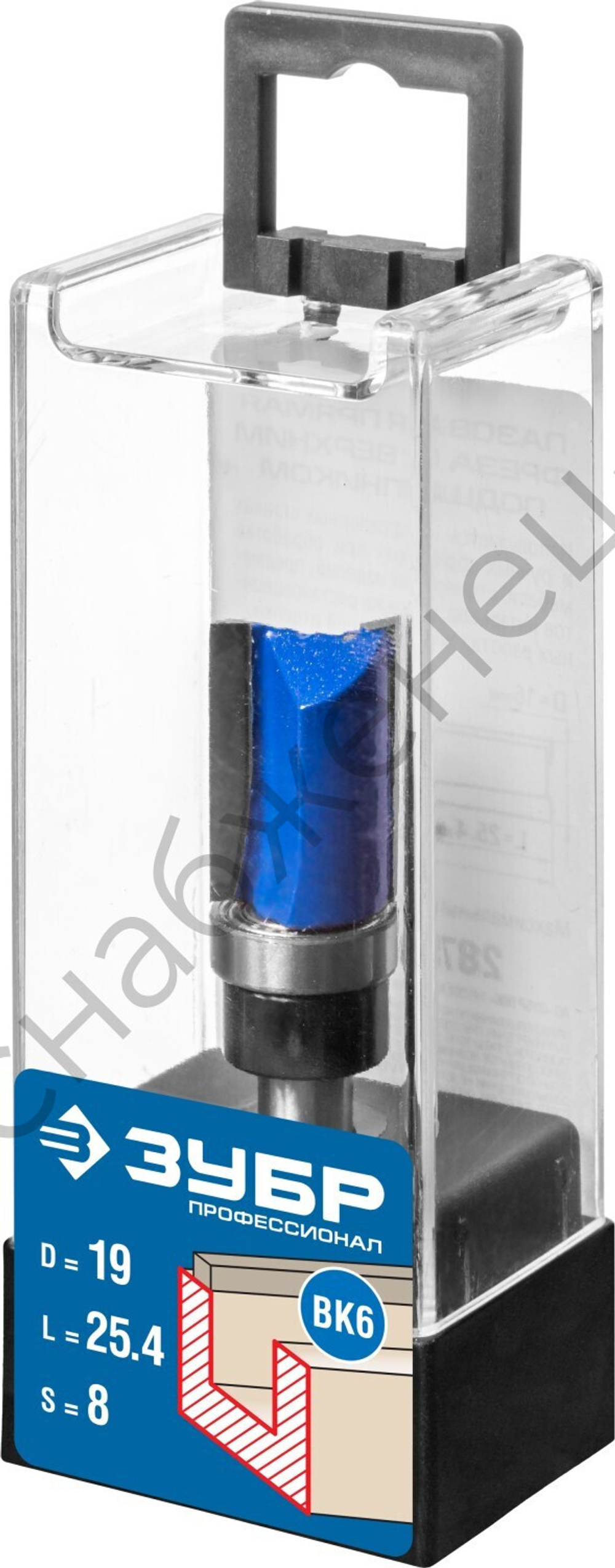 ЗУБР 19x26мм, хвостовик 8мм, фреза пазовая прямая с верхним подшипником