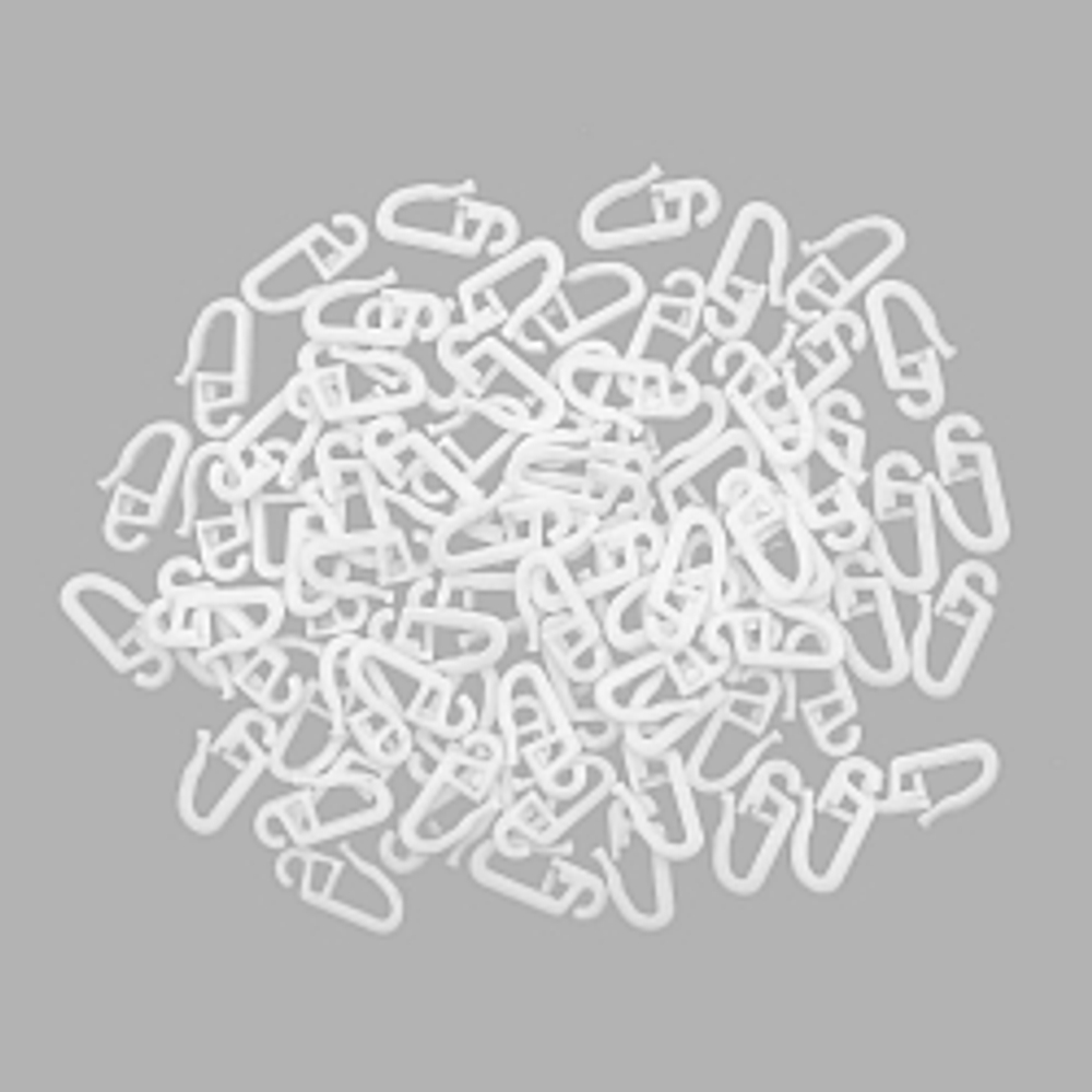 Крючок шторный h-26мм пластик, белый , 100 шт