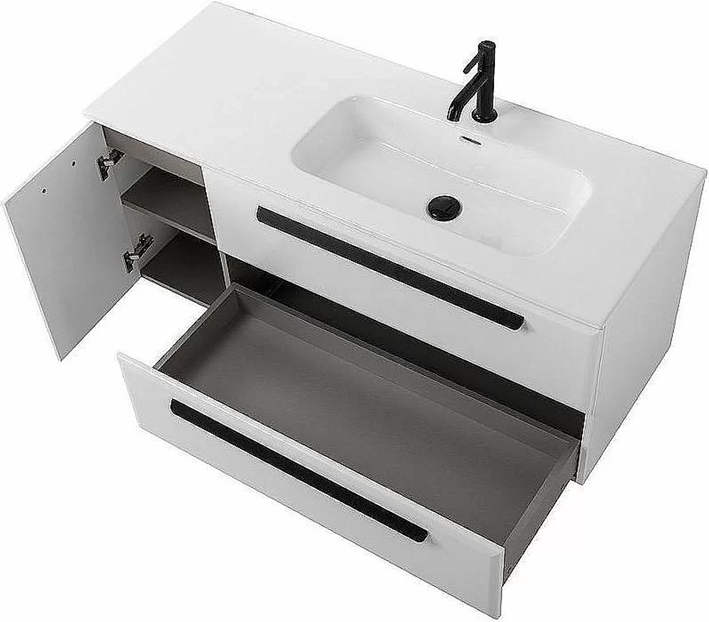 Тумба с раковиной Cezares ECO-CER-N 120 ECO-CER-N-1200-2C-1A-SO-BL белая глянцевая