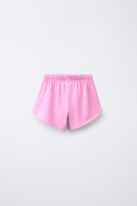 ZARA ОДНОТОННЫЕ ШОРТЫ ИЗ ПЛОТНОГО ДЖЕРСИ, РОЗОВЫЙ