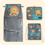 Набор для детского сада: кармашек, коврик, мешок. Львенок в машинке