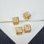 Кубик с фианитами, позолота, р-р 6мм, люкс фурнитура, штучно