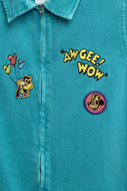 ZARA Х DISNEY ДЖИНСОВЫЙ КОМБИНЕЗОН С ВЫШИВКОЙ И НАШИВКАМИ, БИРЮЗОВЫЙ