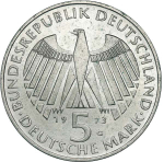 Germany, 5 Mark 1973 – Frankfurt Parliament Commemoration (Karlsruhe Mint - "G"), MS