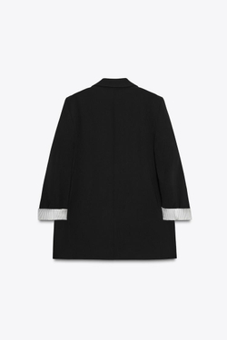 ZARA БЛЕЙЗЕР С МАНЖЕТАМИ С ПРИНТОМ, ЧЕРНЫЙ