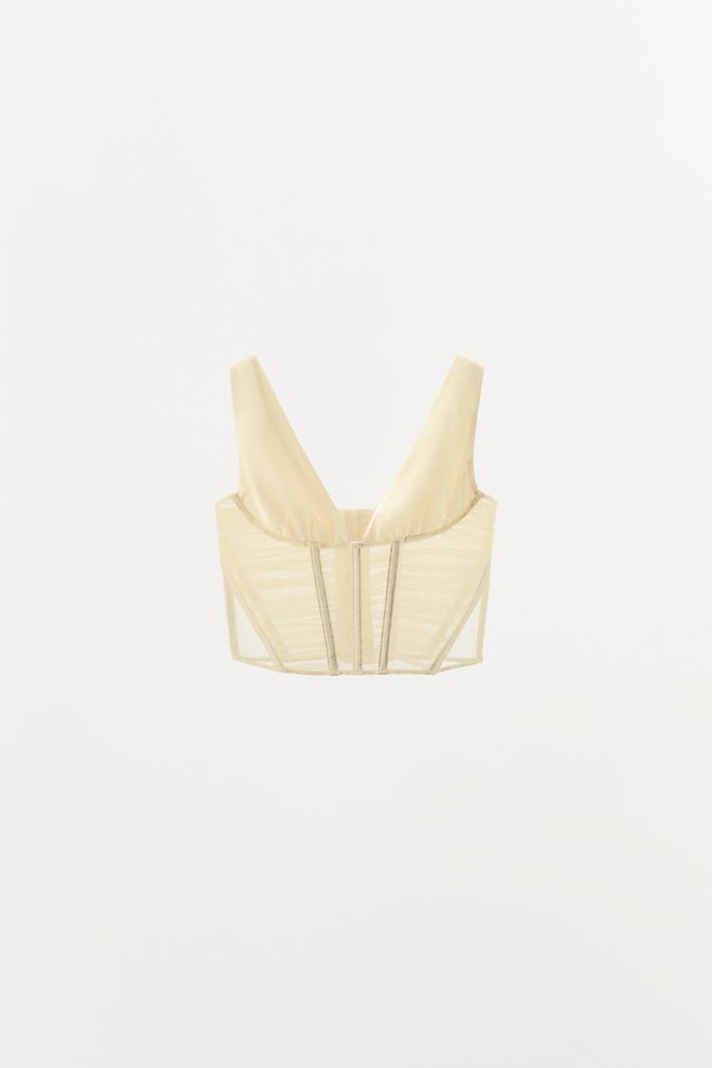 ZARA АТЛАСНЫЙ ТОП-КОРСЕТ, ЭКРЮ