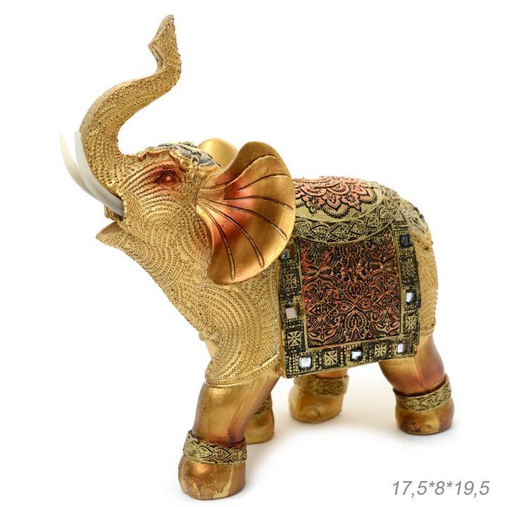 Статуэтка Слон попона цвет бронзовый со слонами, цвет золотистый 17х8,5х15 см