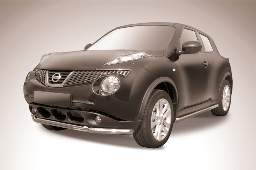 Защита переднего бампера (нержавейка) Nissan Juke 4WD (2010-2014) d57+d42