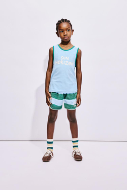 ZARA ФУТБОЛКА С ЭФФЕКТОМ МАХРОВОЙ ТКАНИ И НАДПИСЬЮ, ГОЛУБОЙ