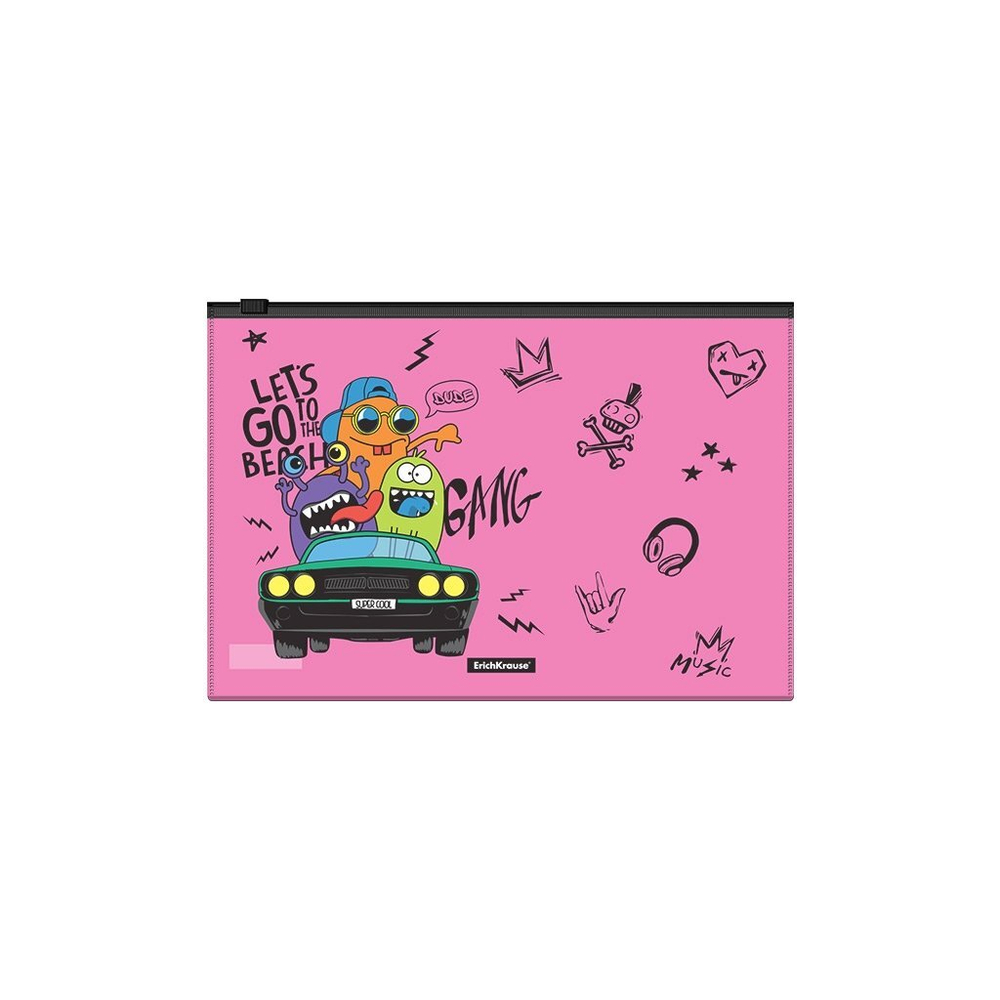 ZIP-LOCK пакет на молнии 288*198 мм, Erich Krause, В5, 160 мкм, пластик, полупрозрачный, ассорти, "Funny Monsterst"