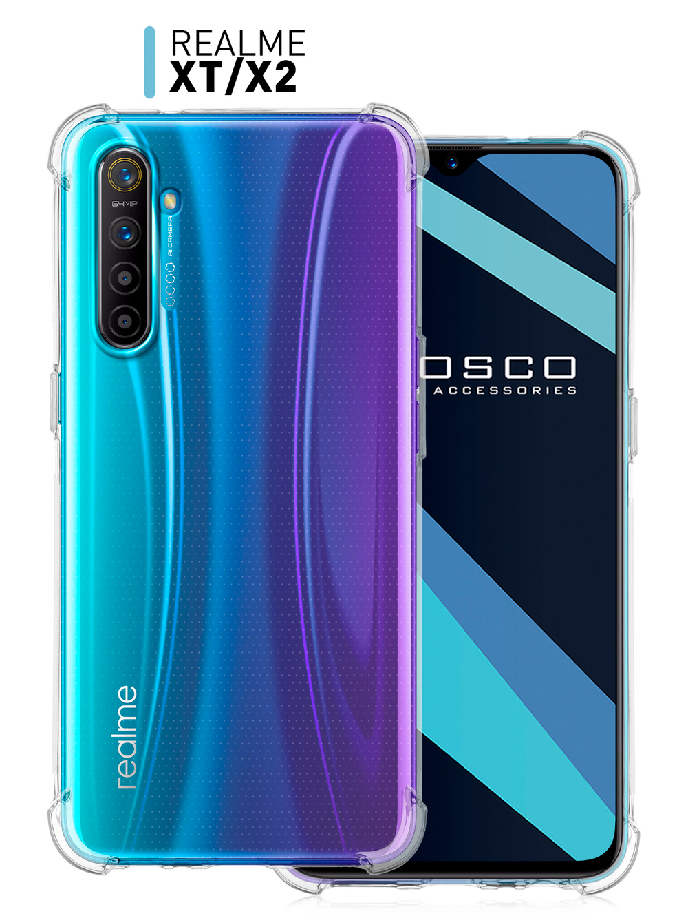 Чехол ROSCO для realme XT;realme X2 оптом (арт. RM-XT-HARD-TPU-TRANSPARENT)