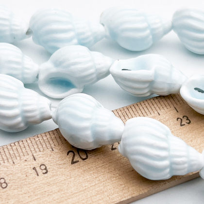 Бусина Ракушка, керамика, цвет голубой, размер 21*14 мм, цена за 1 шт