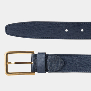 Женский ремень 35мм из кожи сафьяно, синего цвета