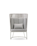 Уличное кресло Saconca с высокой спинкой из веревочного шнура и серой оцинкованной стали