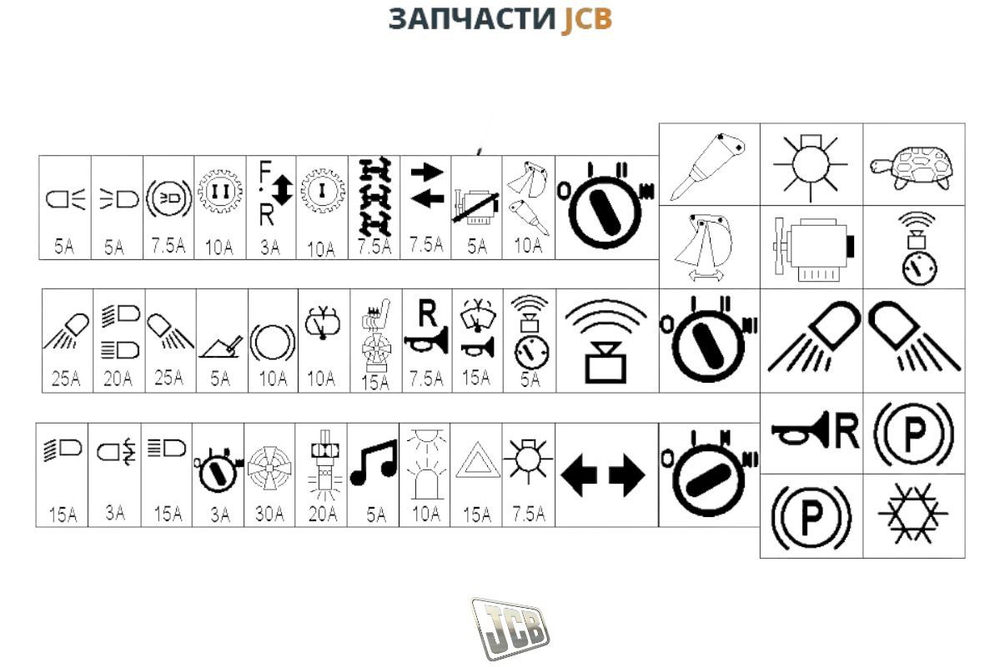 Этикетка блока предохранителей JCB 817/19199