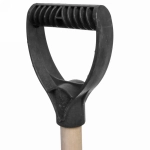 Лопата снеговая пластиковая 380*365 мм, с оцинк.планкой, с дер.черенком и V-ручкой, d=32