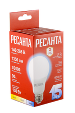 Лампа светодиодная Ресанта LL-R-A65-15W-230-6K-E27