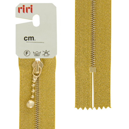 Молния металл, Gold, слайдер Kuke, на люрексной тесьме, 4 мм, неразъёмная, 18 см, цвет тесьмы 3225,