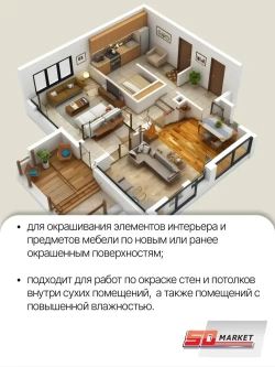 Краска для мебели и декора бежевая 750 гр , SOLEX топлёное молоко