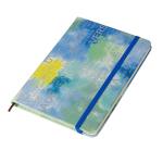 Записная книжка, А5, Alingar, 7БЦ, ПВХ (печать на мокром шелке), на резинке, клетка, 95 л., "Трендовые надписи", синий