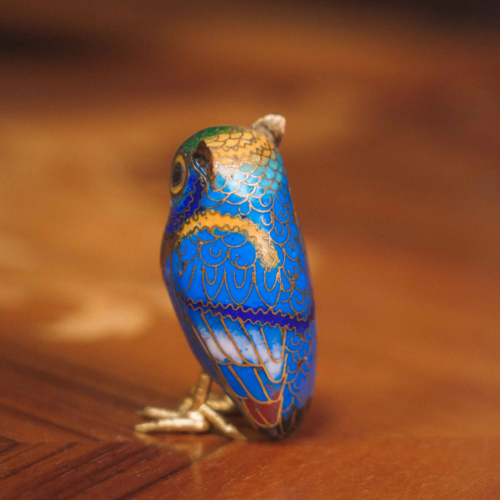 Фигурка совёнка в технике клуазоне