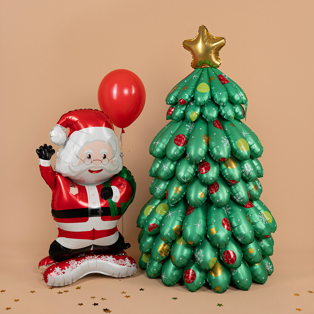 Шар 3D (51''/130 см) Фигура, Новогодняя елка, Кремовый, Сатин, 1 шт. в уп.