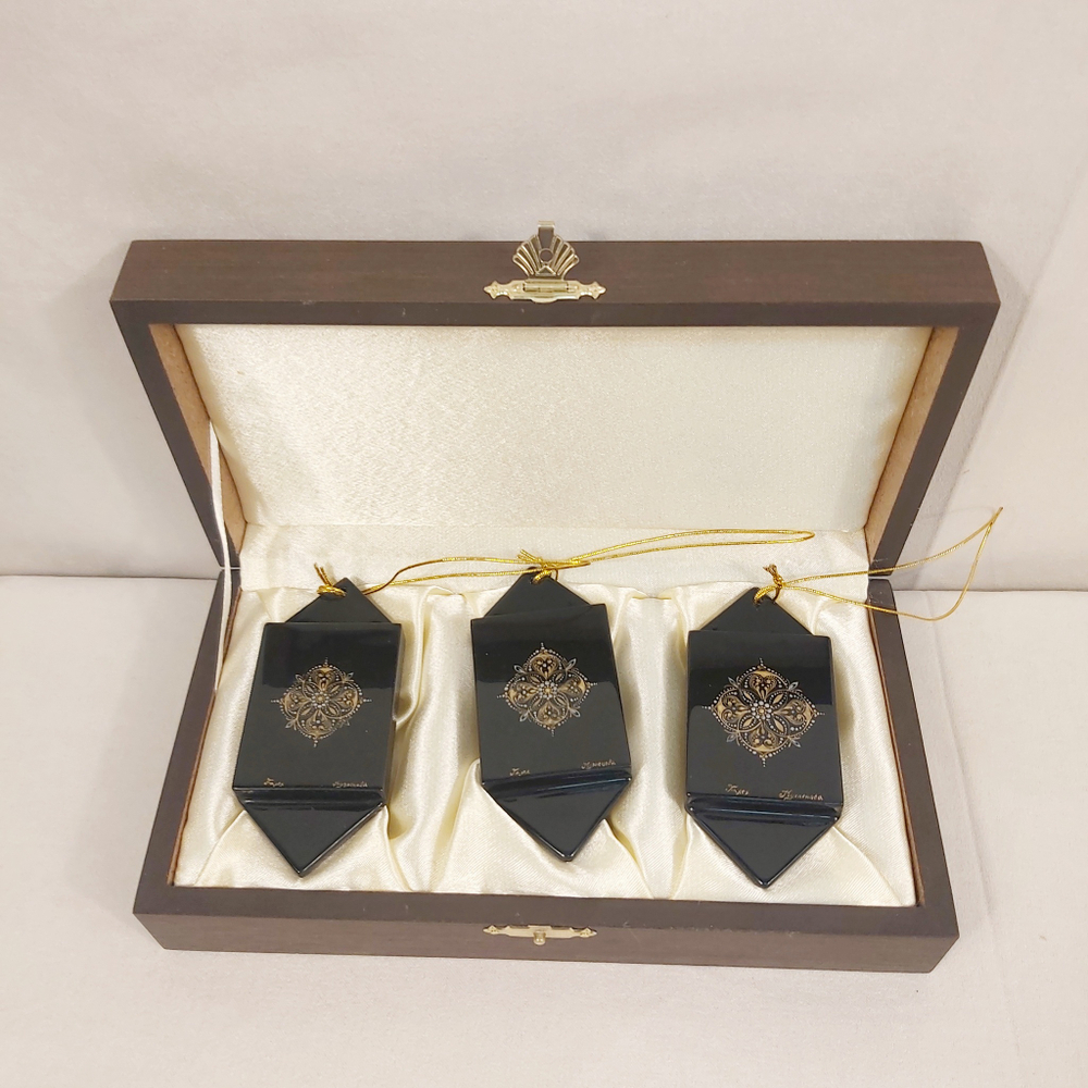 Набор ёлочных игрушек-конфет с ручной росписью Палех "Сказки" в футляре