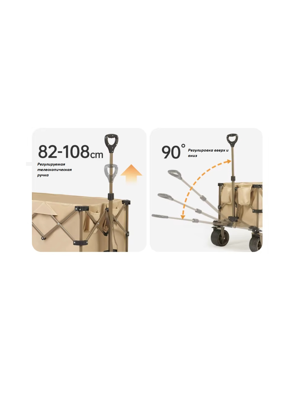 Тележка туристическая Naturehike Rubiks Cube 100х65,5х108 см, 190 л, бежевая