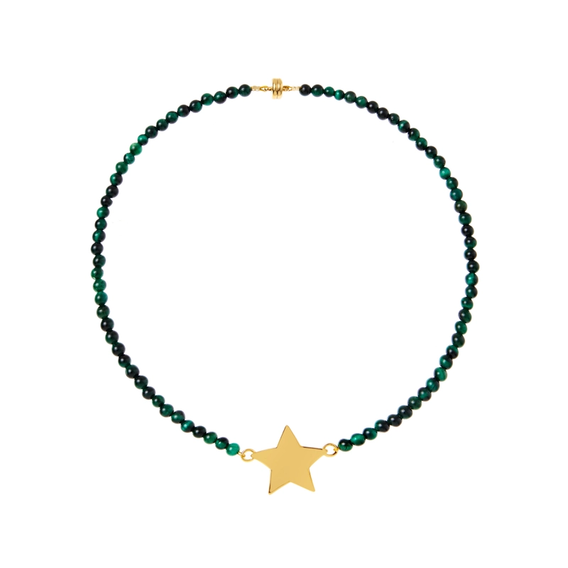 Колье из бисера Золотой Звездный Шарм
