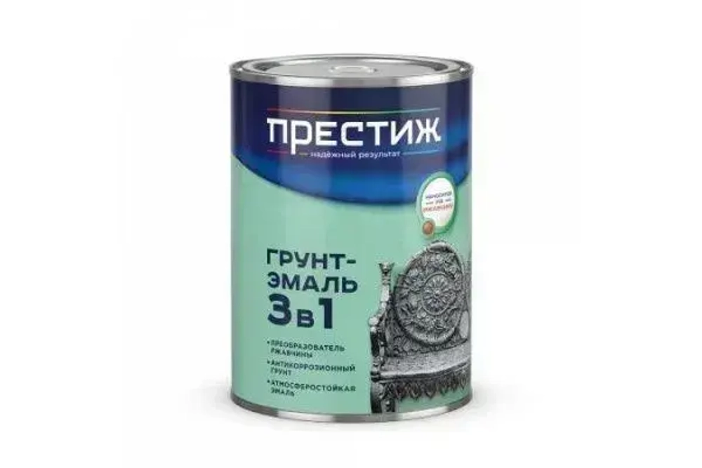Грунт Эмаль полуглянцевая по ржавчине 3в1 Черная 1.9 кг Престиж