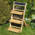 Подставка для цветов и декора напольная 3 полки из массива сосны Флорэль, деревянная этажерка для цветов на подоконник в стиле рустик, бежевая