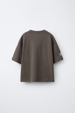 ZARA ФУТБОЛКА INTERLOCK, КОРИЧНЕВЫЙ