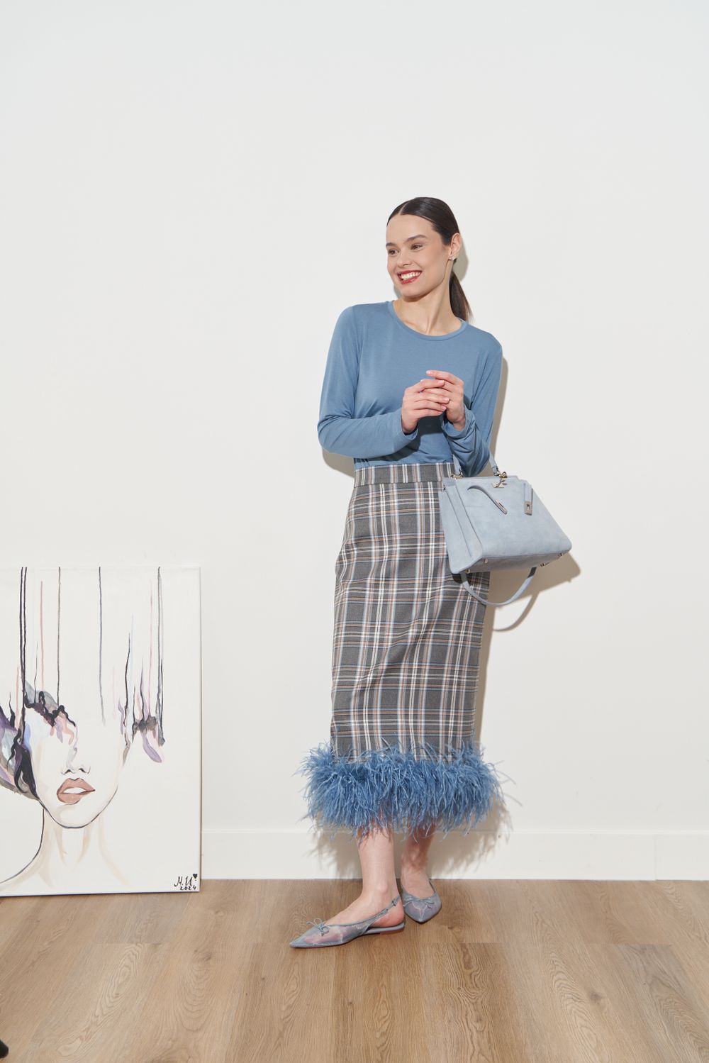 ЮБКА С ПЕРЬЯМИ СЕРЫЙ|БЕЖЕВЫЙ|ГОЛУБОЙ