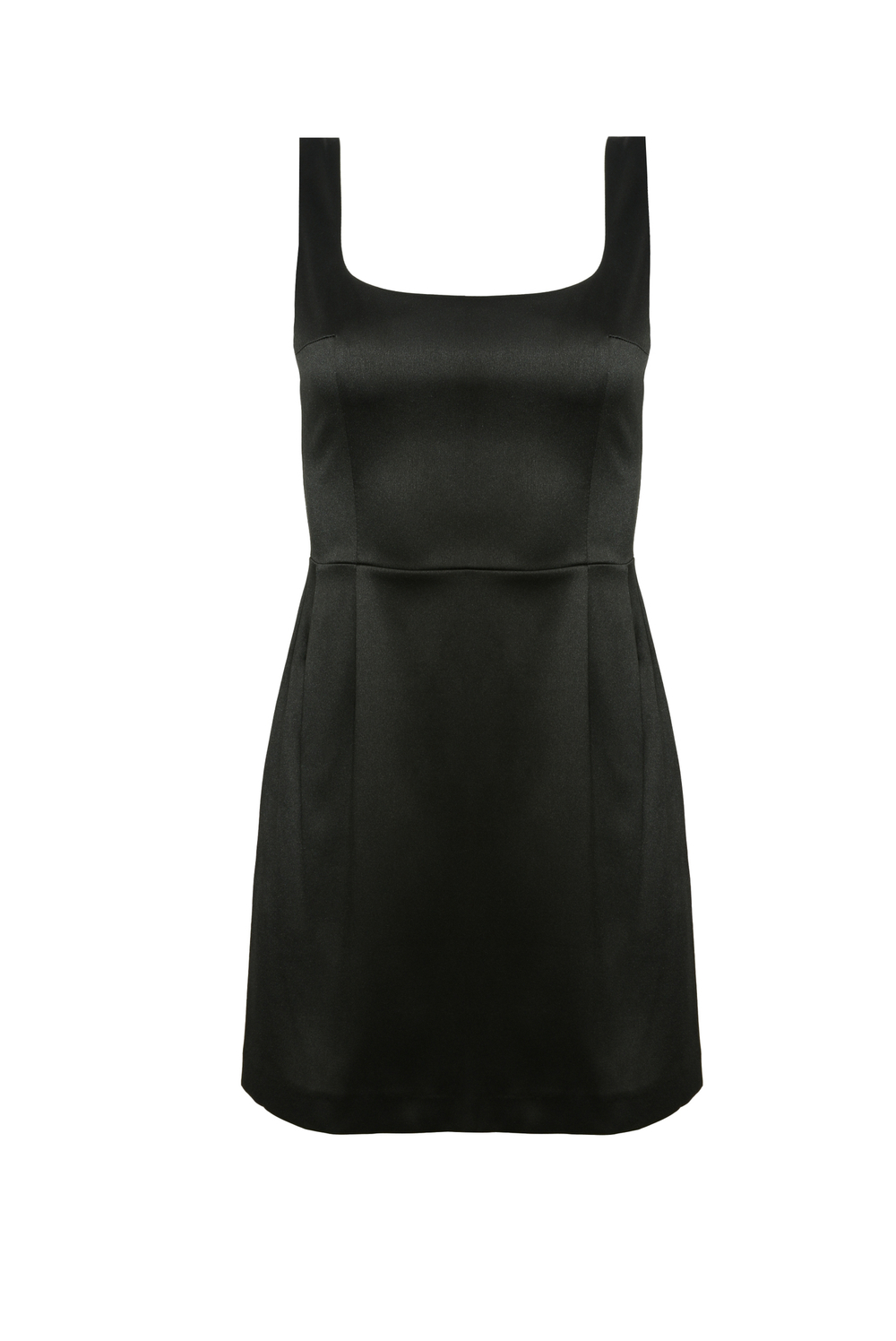 Платье мини из атласа с вырезом каре