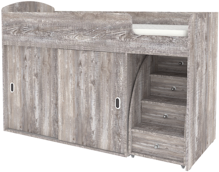 Кровать-чердак КарИВи Малыш Купе Бетон Бетон