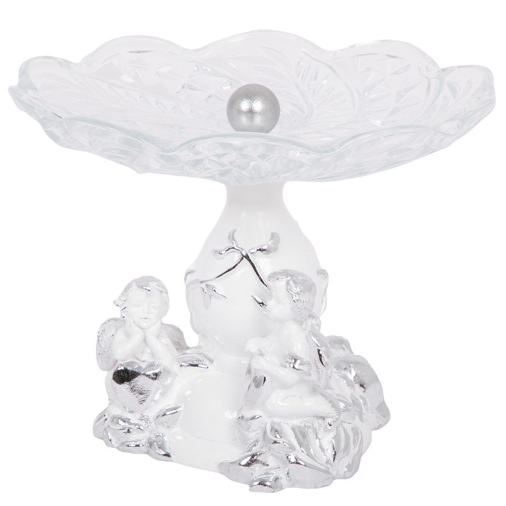 Фруктовница-конфетница Мерси со стеклянной чашей Серебро