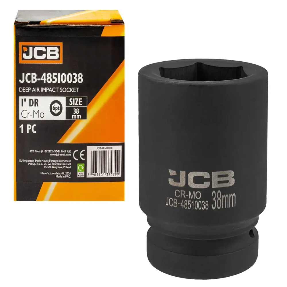 Головка ударная глубокая 1'', 38мм (6гр.) JCB JCB-48510038