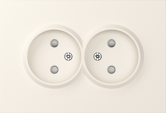 Накладка для розетки 2-й без заземления,  со шторками 16A 250 В~,  матовый кремовый,  серия A07