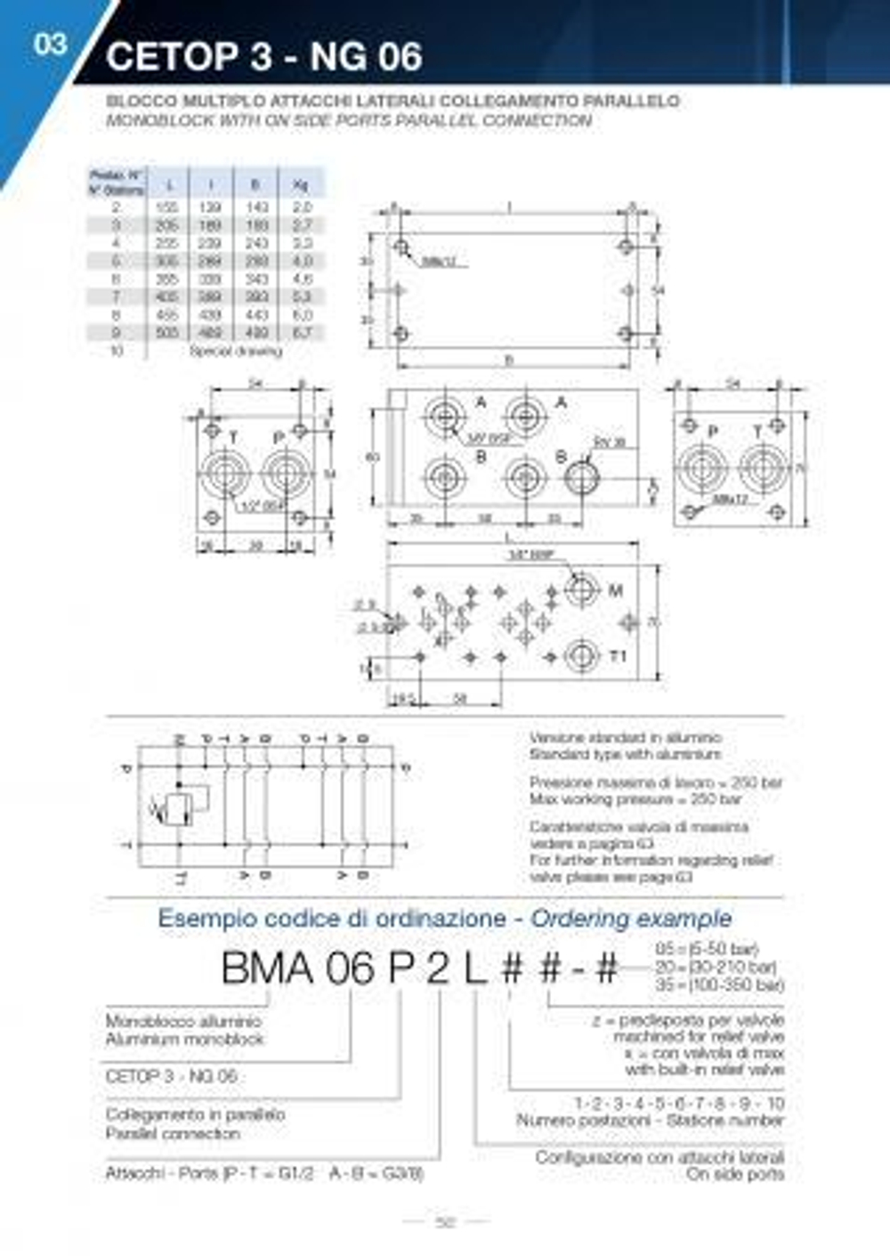 Плита монтажная BMA06P2L1X-20 с клапаном одноместная для CETOP 3