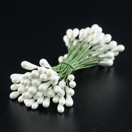 Тычинки для цветов на проволоке Кремовые 50шт