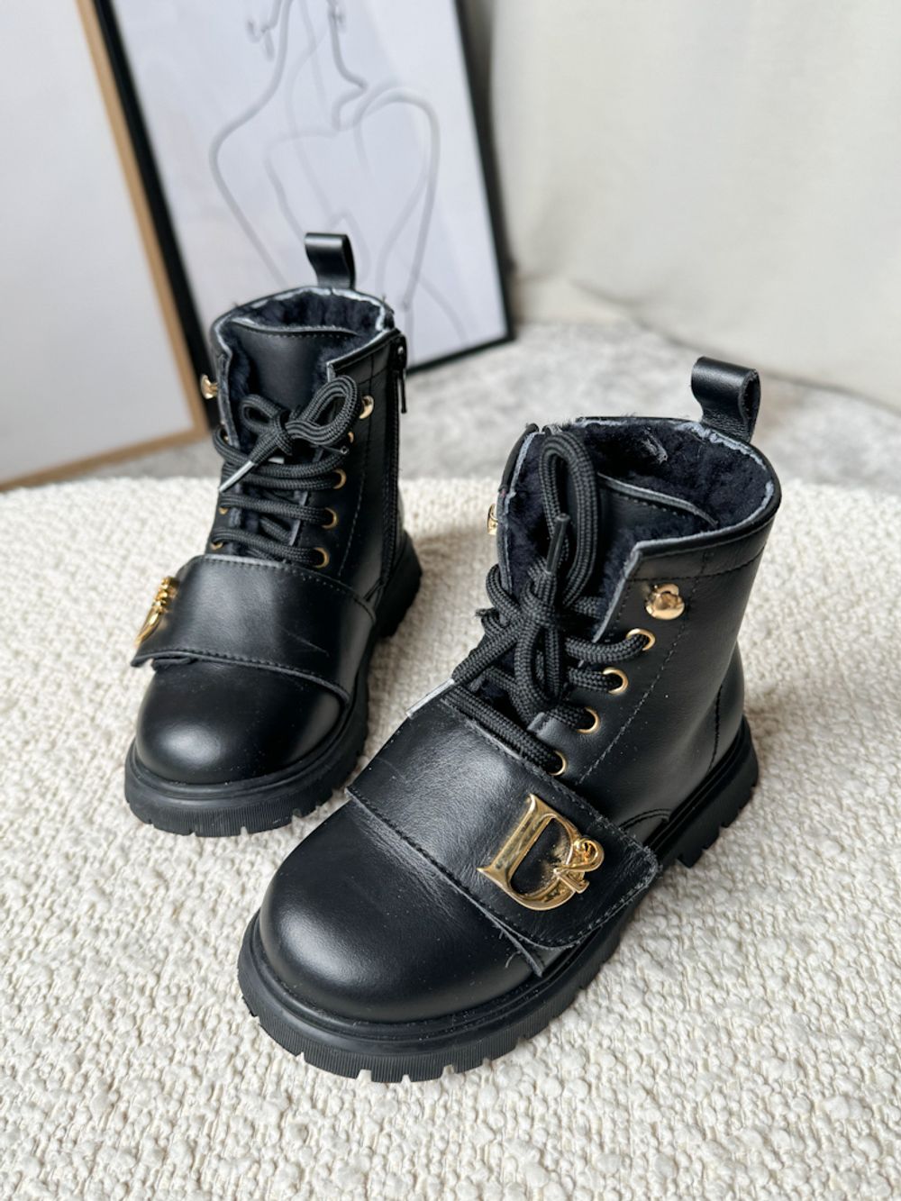 Утепленные кожаные ботинки Dsquared2, 25,5