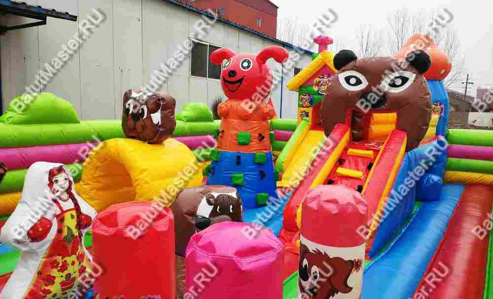 Коммерческий надувной батут "Маша и Миша", 10*6*2,8 м