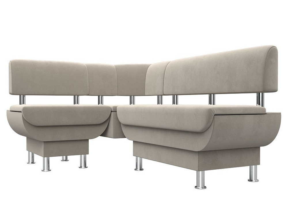 Диван кухонный угловой Альфа левый угол, Бежевый, Микровельвет, 116699L