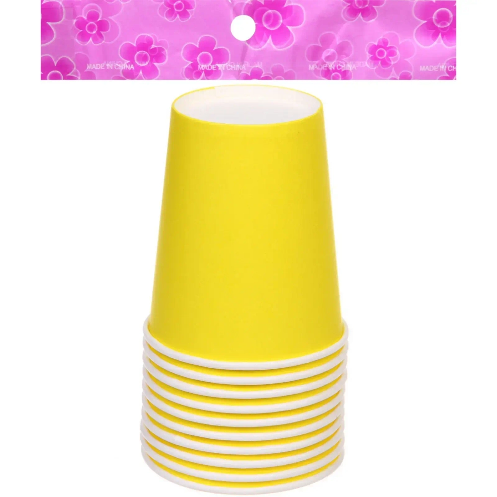 Стакан бумажный 0,2л в наборе 10 шт «Праздничный день», желтый